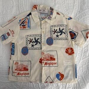 Zara Cream Graphic Print Shirt